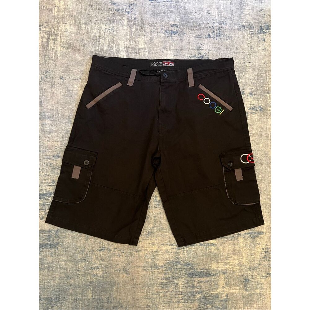 COOGI Australia Black Denim 100% Cotton Cargo Shorts 38 X 13
